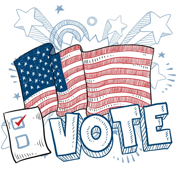 Votar en el bosquejo electoral americano — Vector de stock