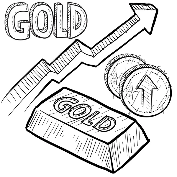 Goud prijzen toenemende schets — Stockvector