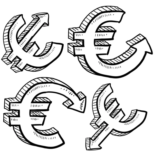 Bosquejo del valor de la moneda euro — Vector de stock