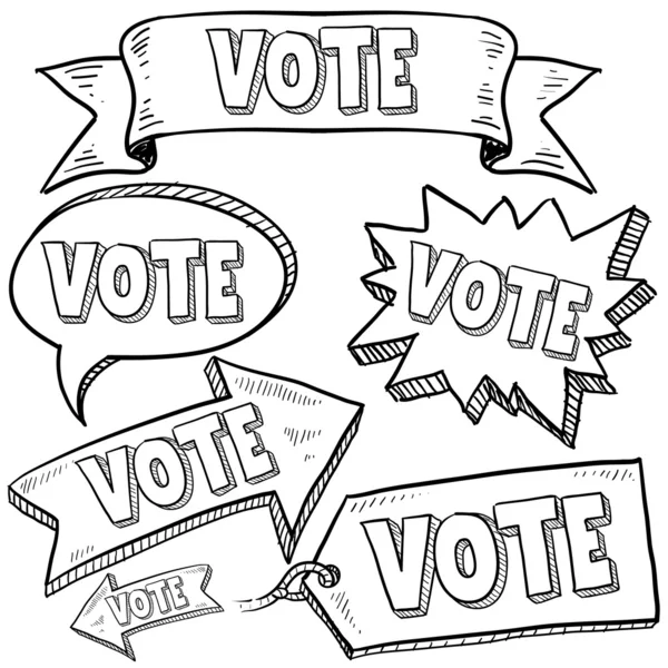 Vota le elezioni tag e banner — Vettoriale Stock