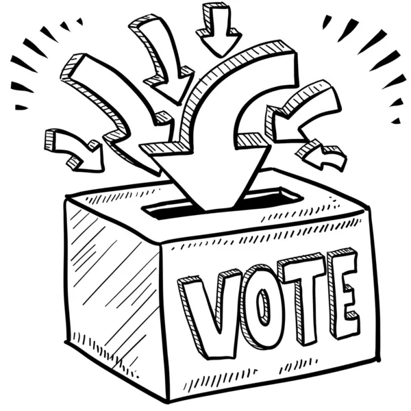 Ballot box voting sketch — Stock Vector