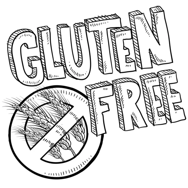 Croquis de l'étiquette des aliments ou des produits sans gluten — Image vectorielle