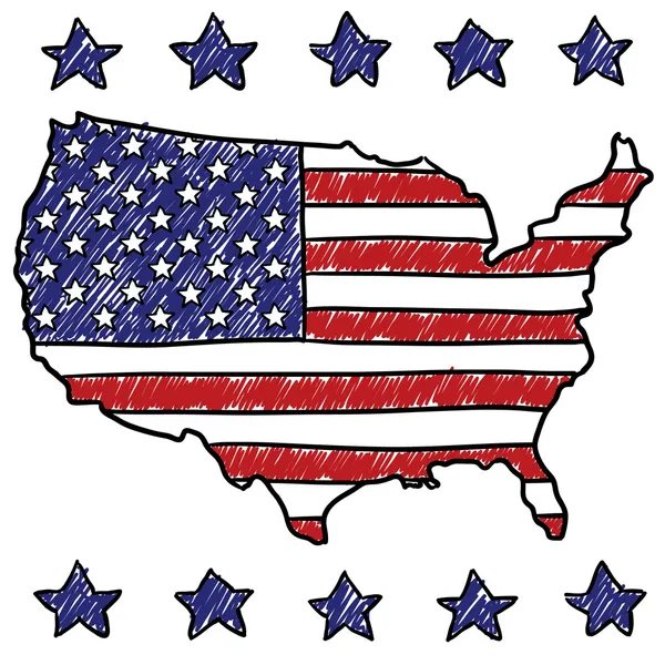 Mapa patriótico dos Estados Unidos Vetor De Stock