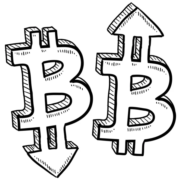 Bitcoin croquis de la valeur monétaire Vecteurs De Stock Libres De Droits