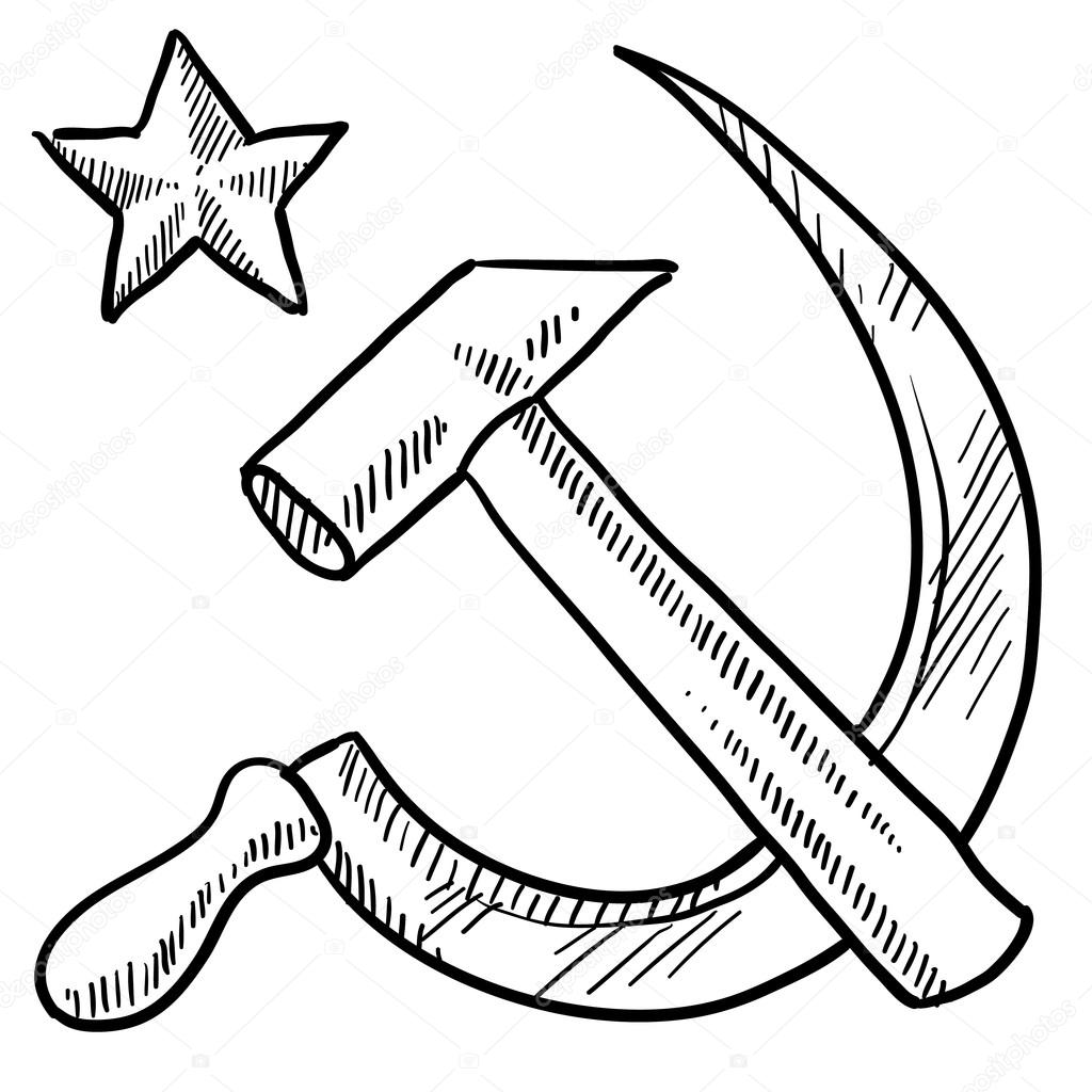 Communist hammer and sickle sketch