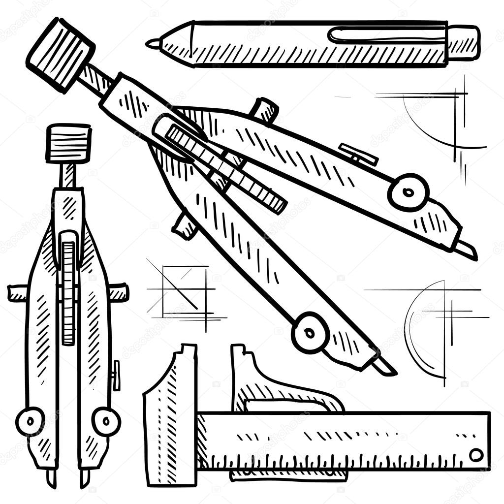 Architect drafting tools sketch Stock Vector by ©lhfgraphics 13889816