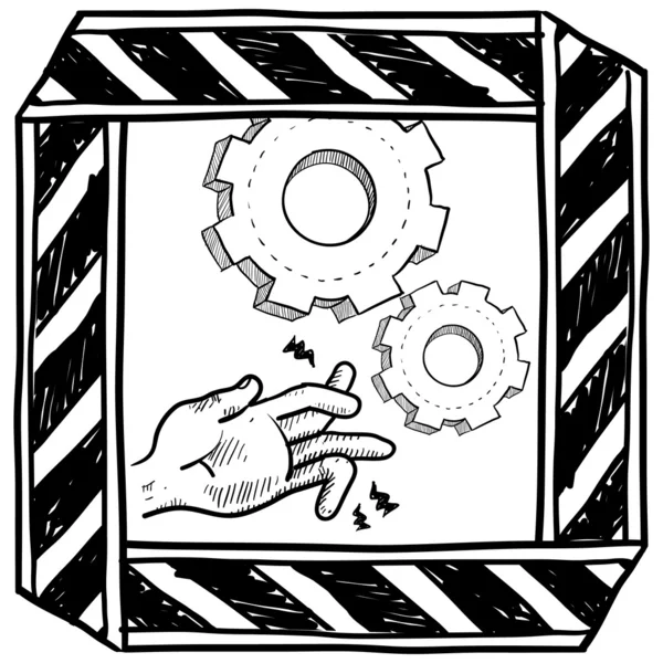 Croquis de mise en garde de machines dangereuses — Image vectorielle