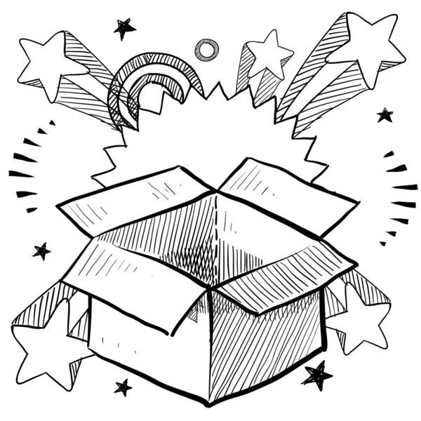 Box or package surprise sketch — Stock Vector