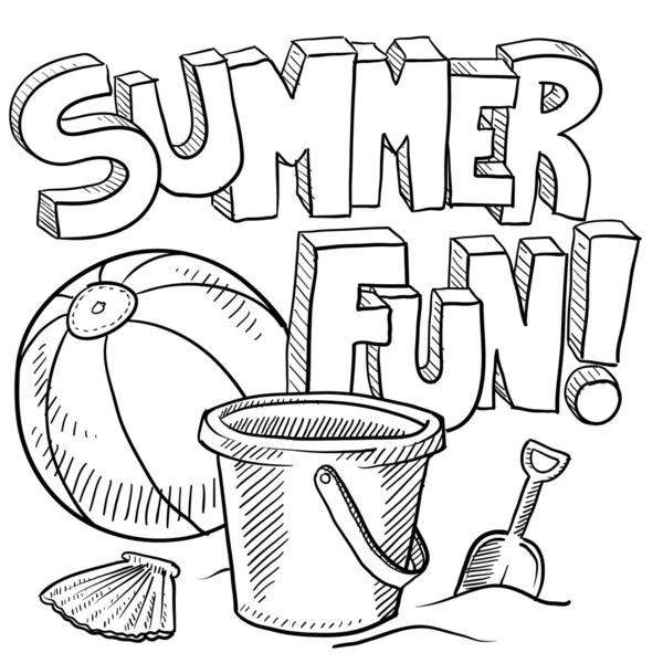 Bosquejo de vacaciones divertidas de verano — Vector de stock