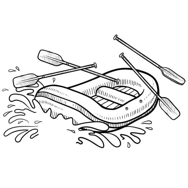 Croquis d'action de rafting en eau vive — Image vectorielle