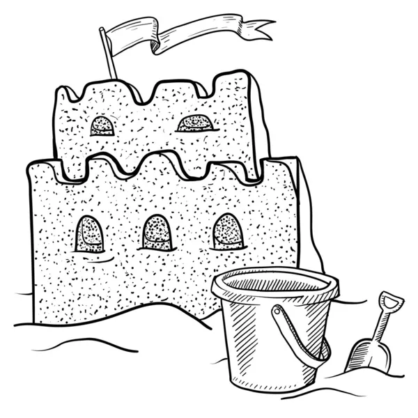 Bosquejo del castillo de arena — Vector de stock