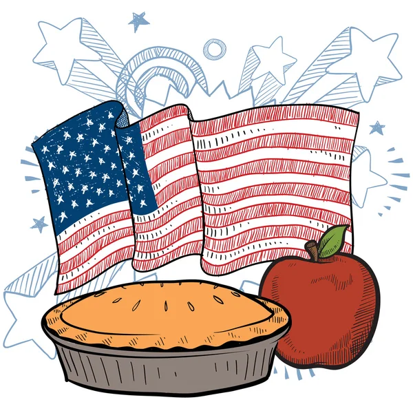 So amerikanisch wie Apfelkuchensketch — Stockvektor