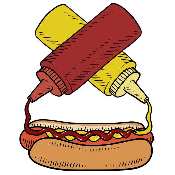 Hotdog-Vektorskizze — Stockvektor