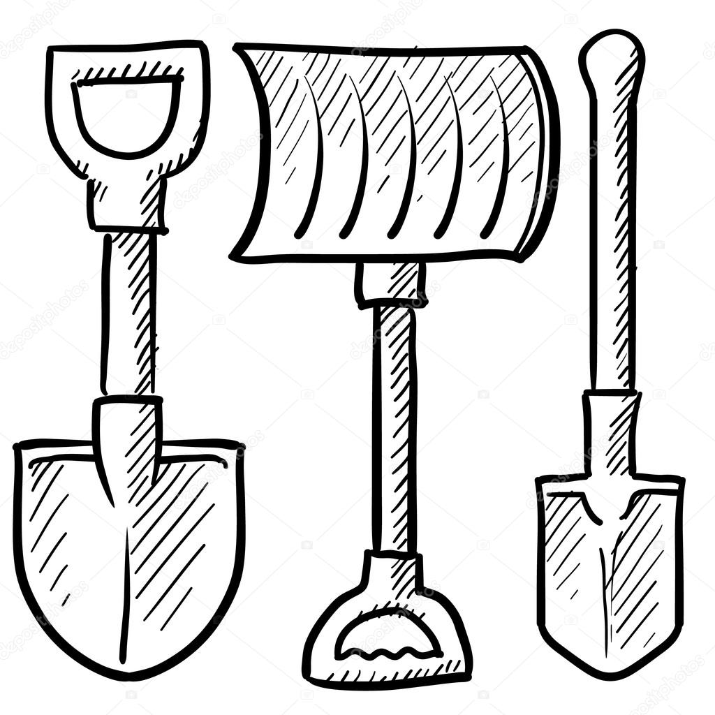 Set of shovels sketch