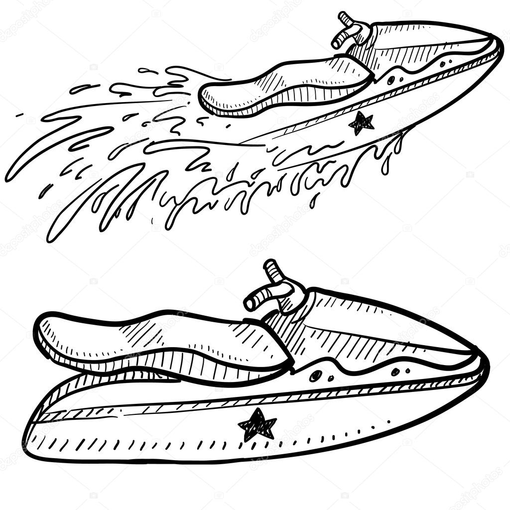 Ski sketch Jet ski sketch — Stock Vector © lhfgraphics 13892931