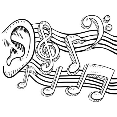 bir kulak müzik kroki için