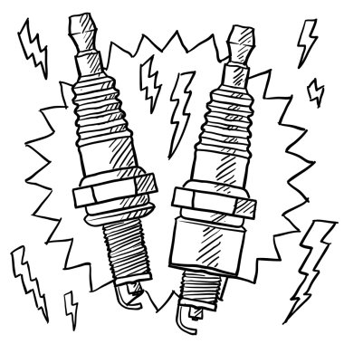 Automotive spark plug sketch clipart