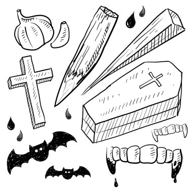Vampire lore objects sketch clipart