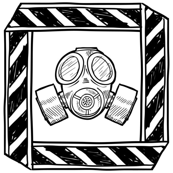 Gas mask warning sign sketch