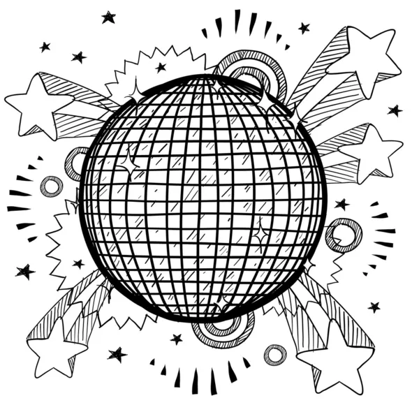 Soirée excitation disco ball sketch — Image vectorielle
