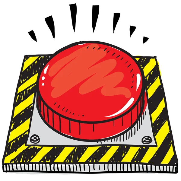 Red panic button sketch — Stock Vector