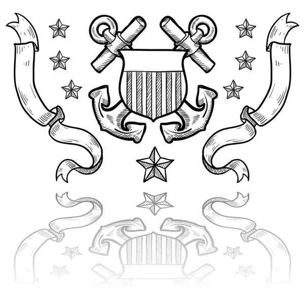 Ons militaire insignes van de kustwacht — Stockvector