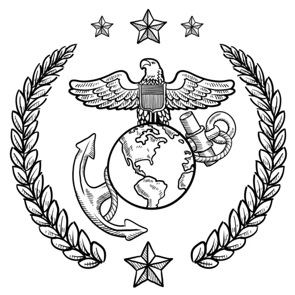 我们海军陆战队军事徽章 — 图库矢量图片