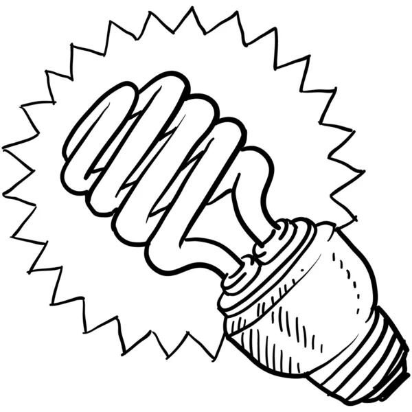Compact fluorescent light bulb sketch — Stock Vector