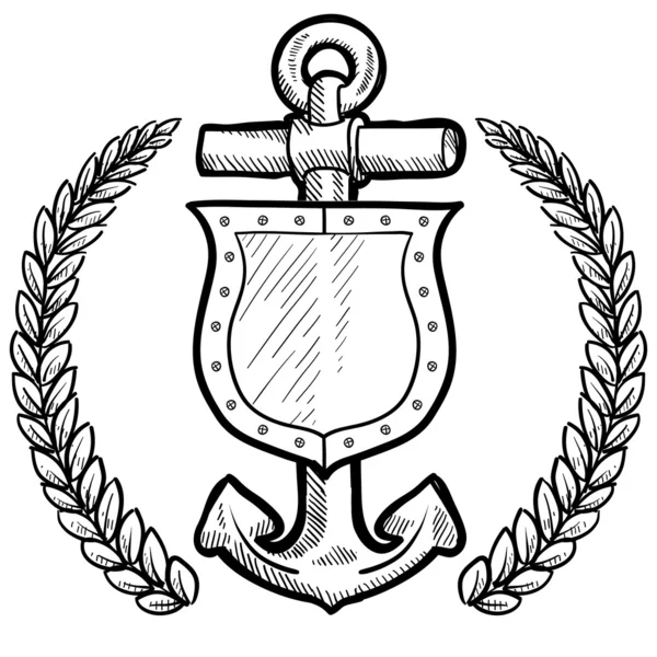 Veiligheid schild met maritieme anker — Stockvector