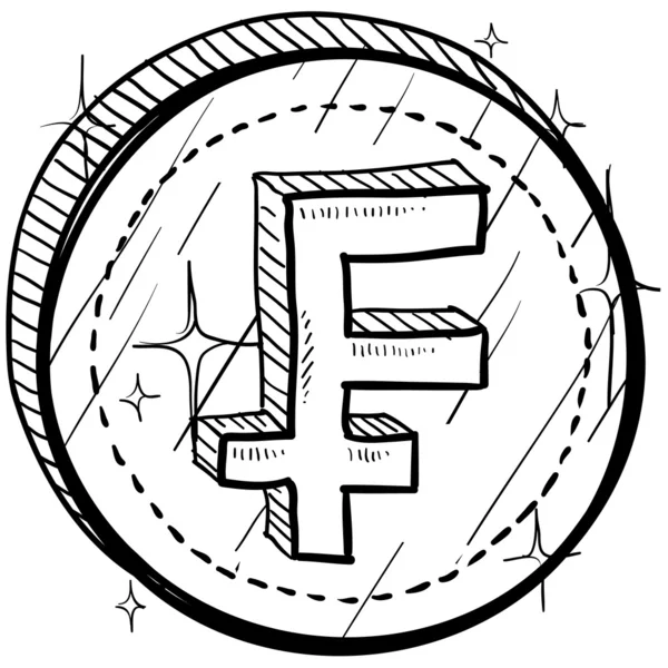 Francouzský Frank měny symbol mince — Stockový vektor