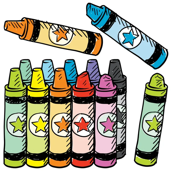 Colorful crayons vector sketch — Stock Vector