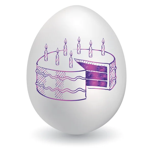 Tarta de cumpleaños en huevo de Pascua — Vector de stock