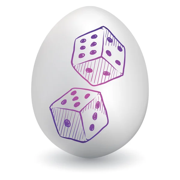Dados de juego en huevo de Pascua — Vector de stock