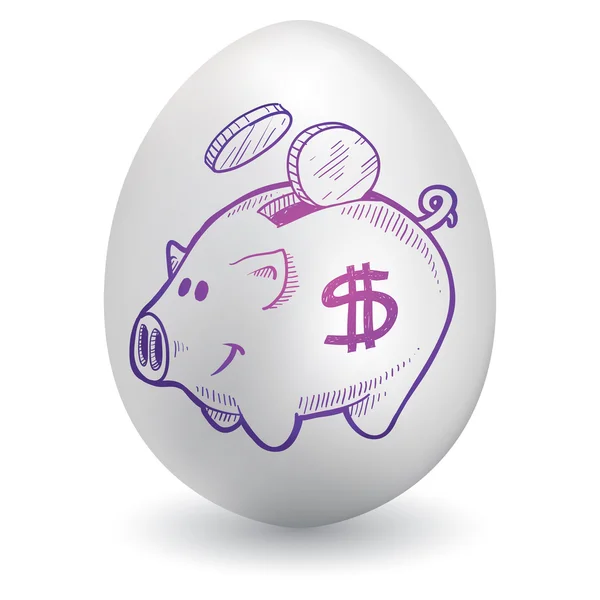 Piggy bank on easter egg — Stock Vector