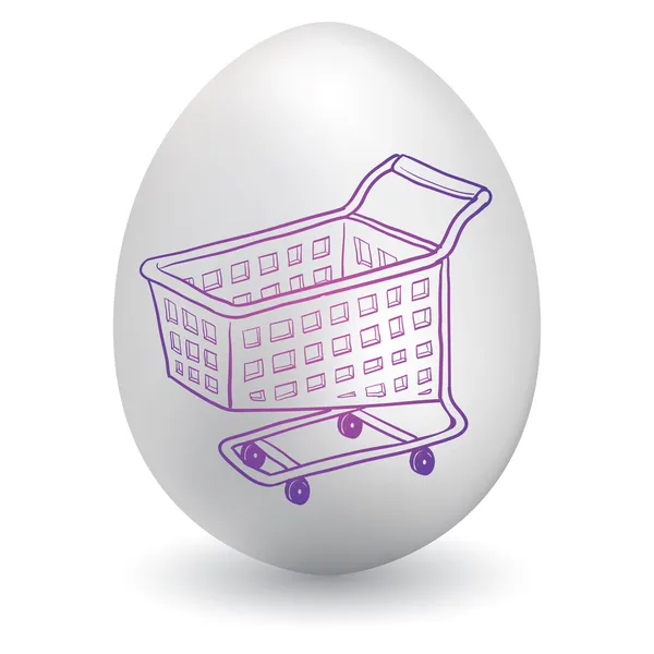 Carrello d'acquisto su uovo pasquale — Vettoriale Stock
