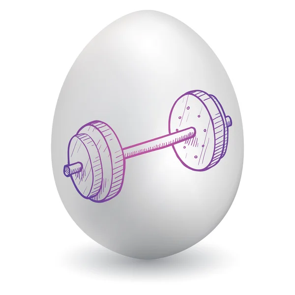 Barbell en huevo de Pascua — Vector de stock