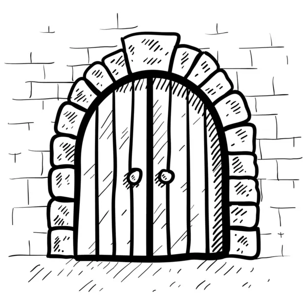 Κάστρο ασφαλή πόρτα σκίτσο — Διανυσματικό Αρχείο