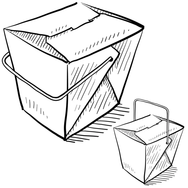 Kinesisk mat låda skiss — Stock vektor