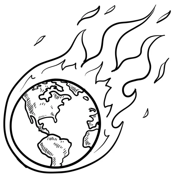 Croquis de la crise du réchauffement climatique — Image vectorielle