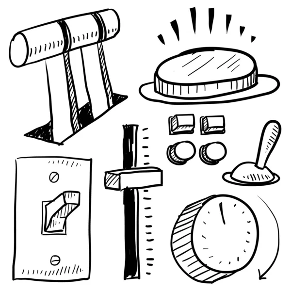Elektrische schakelaars, hendels en knoppen — Stockvector