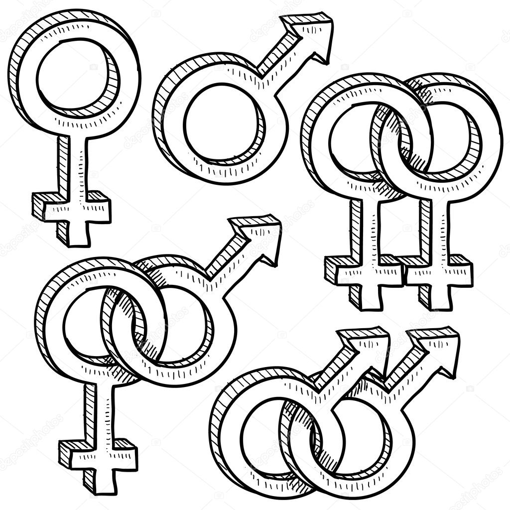 Gender and relationship symbol sketch