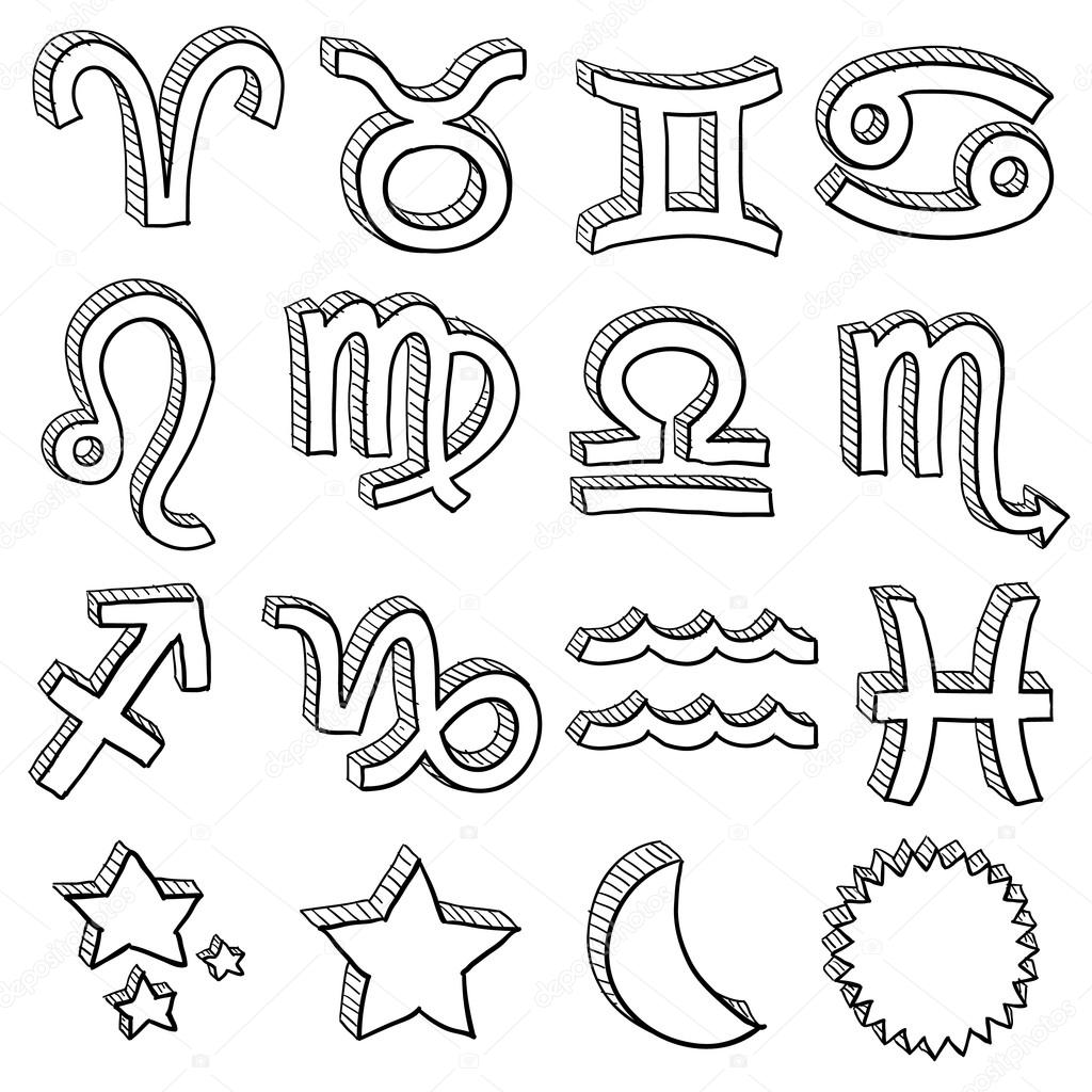 Zodiac astrology symbol vector set