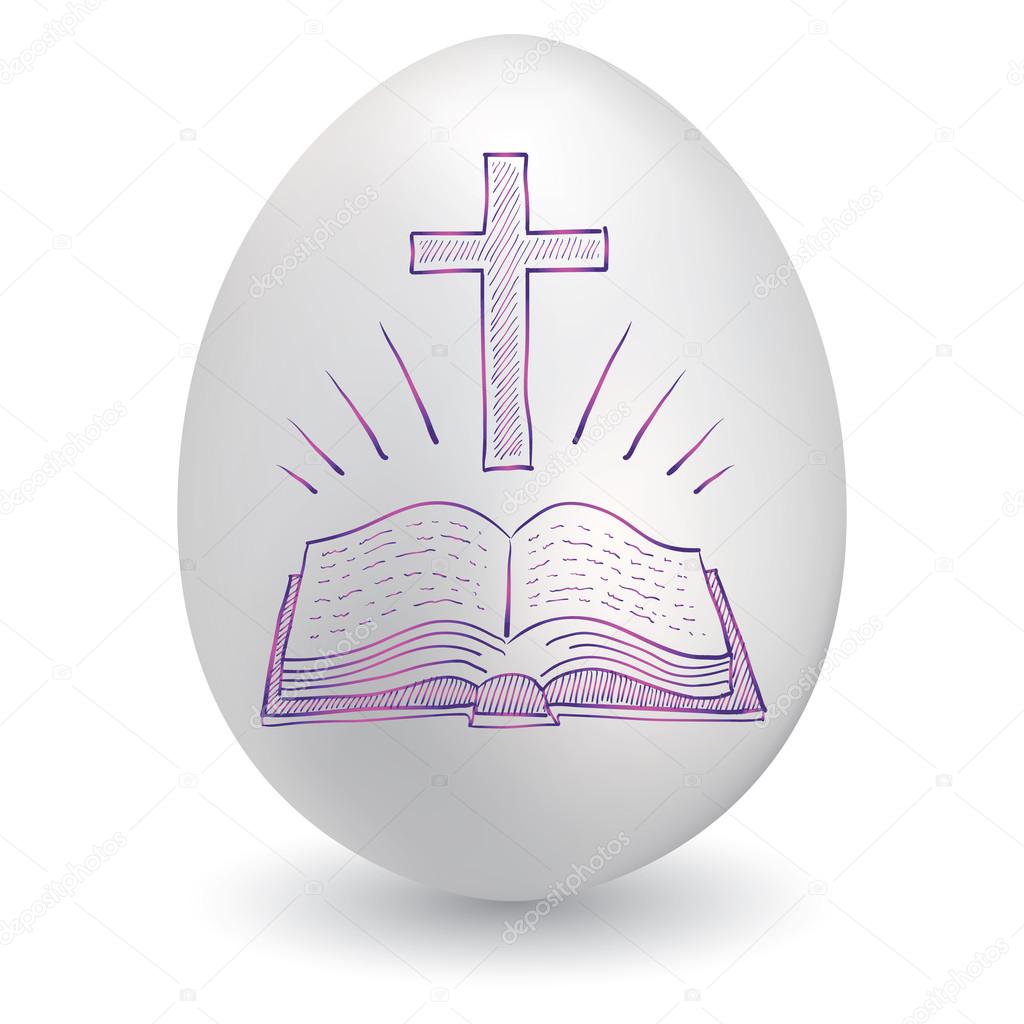 Cross an bible on easter egg