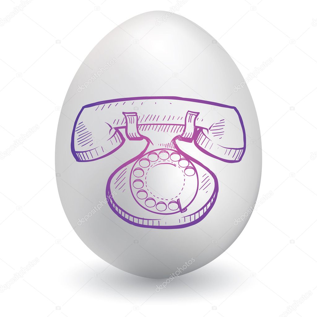 Retro telephone on easter egg