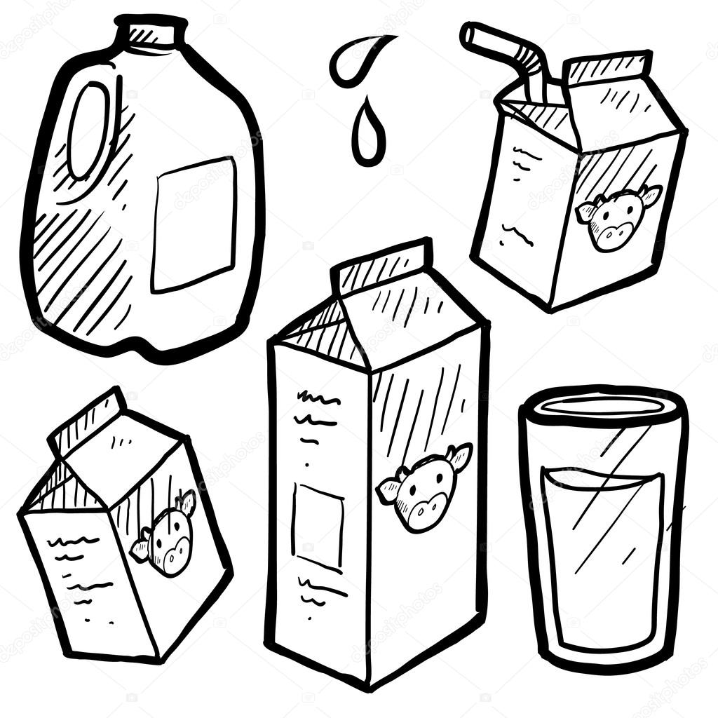 Milk and juice cartons sketch