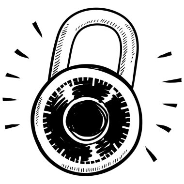 Secure combination lock sketch clipart