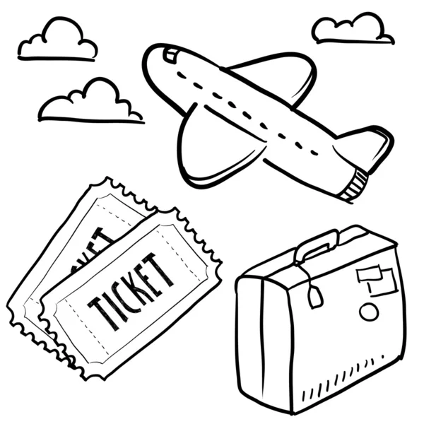 Ескіз об'єктів авіаперевезень — стоковий вектор
