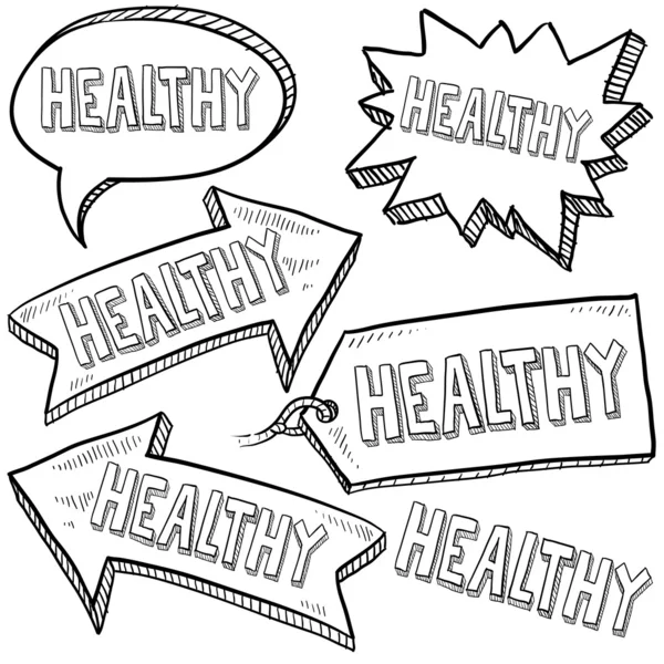 Etiquetas, etiquetas y banners comerciales saludables — Archivo Imágenes Vectoriales
