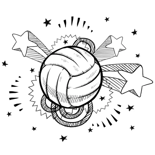 Excitation au sujet du croquis du volleyball — Image vectorielle