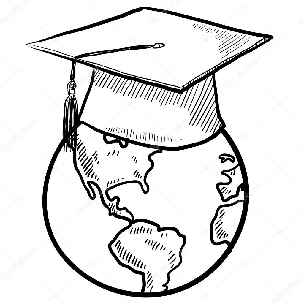 Student of the world vector sketch